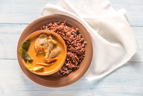 Thai panang curry with red rice