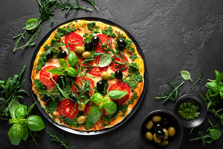 Pizza premium a base de vegetales