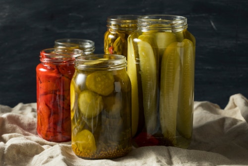 Homemade Pickled Vegetables in Jars Ready to Eat