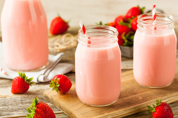 Homemade Organic Strawberry Milk Ready to Drink