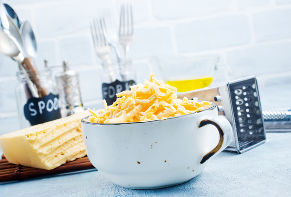 grated cheese in bowl on a table