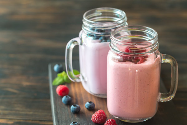 Blueberry and raspberry smoothies