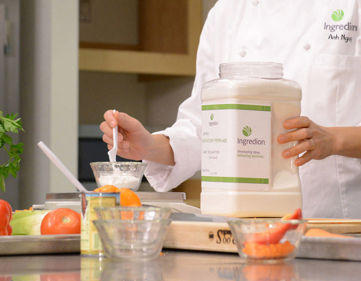 Measuring Ingredion clean label product on scale