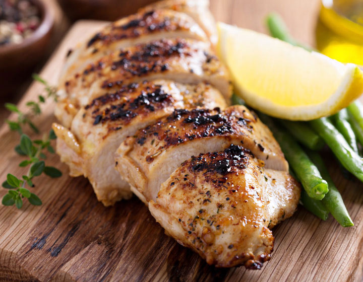 Clean and simple sliced grilled chicken breast