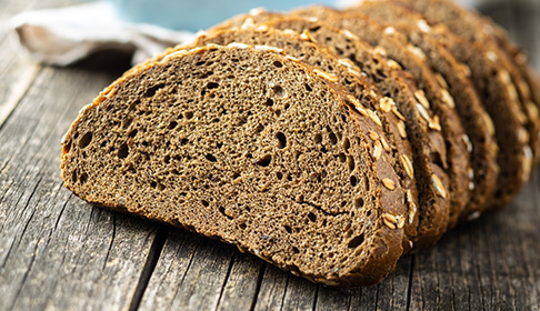 Slices of fiber-enriched bread