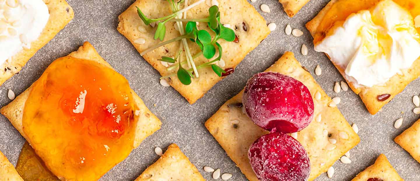 Healthy crackers with toppings