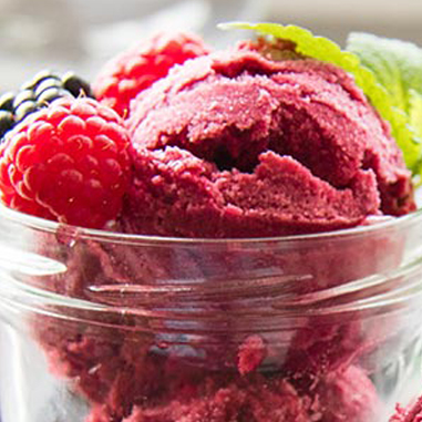 Close-up of sorbet with berries