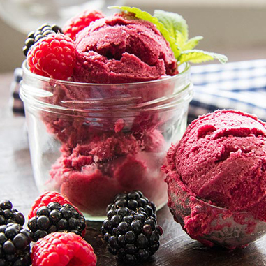Sorbet with berries in small jar