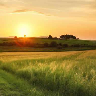Scenic sunset over a field