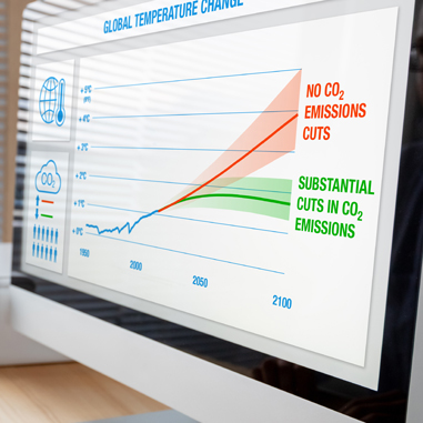 Line Graph of Total Temperature Change on a Computer Screen