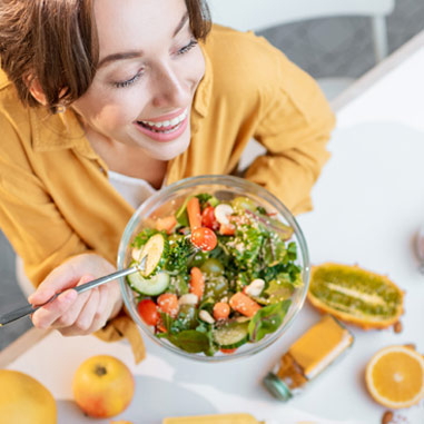 Woman enjoying a salad