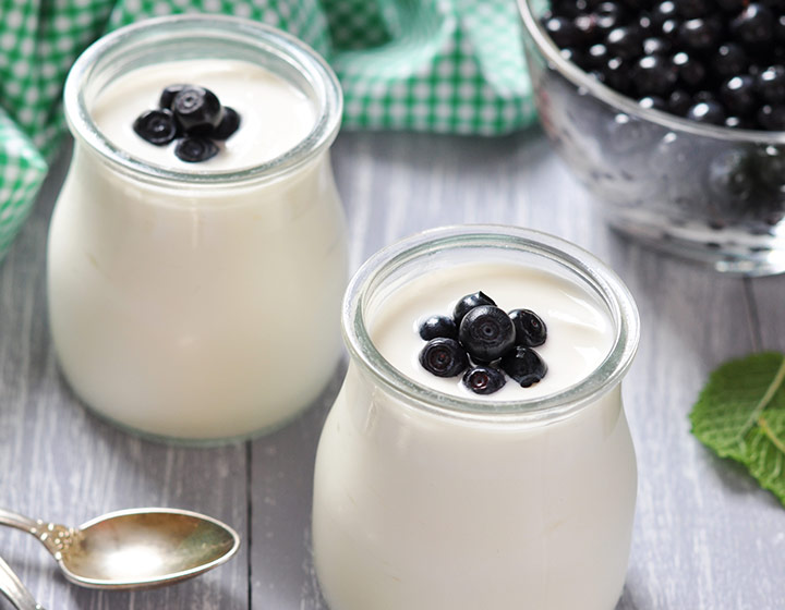 plant based yogurt in glass jars