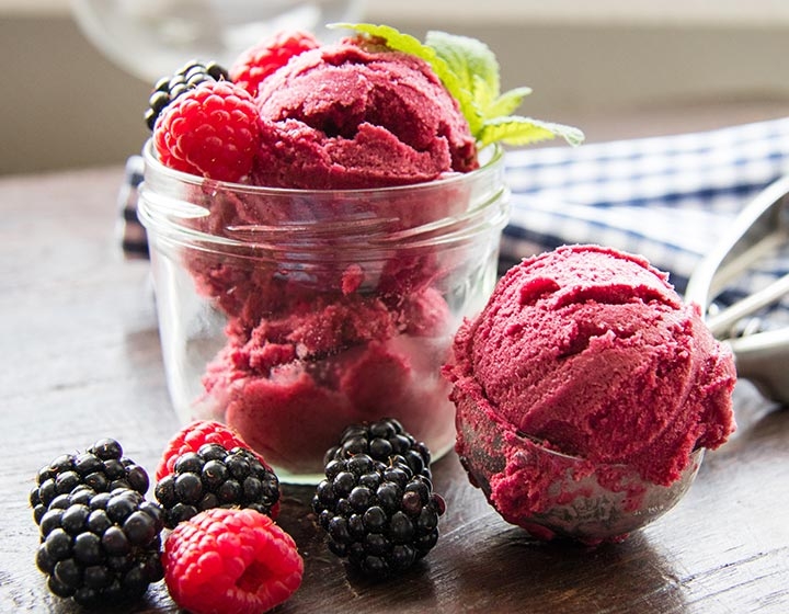 Close-up of sorbet with berries